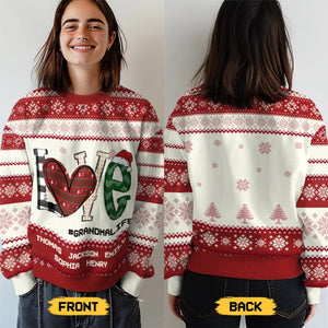 Warme Pullover und Omas Liebe sind das perfekte Duo – Personalisierter Ugly-Christmas-Sweatshirt für die Familie – Unisex Wollpullover – Weihnachtsgeschenk für Oma