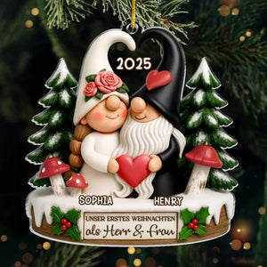 Personalisiertes Acryl-Ornament – Jubiläums-, Weihnachts- & Hochzeitsgeschenke für Ehemann & Ehefrau – Liebe kennt keine Gnome-Grenzen