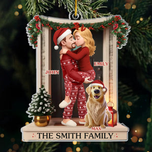 Benutzerdefiniertes Acryl-Ornament – Personalisierte Jubiläums-, Weihnachts- und Hochzeitsgeschenke für Ehemann und Ehefrau, Hundepapa und Hundemama – Liebe an der Haustür