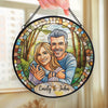 Benutzerdefinierter Foto-Sonnenfänger aus Buntglas zum Aufhängen am Fenster – Personalisierte Hochzeitsgeschenke zum Jahrestag für Mann und Frau, Sie und Ihn – Gemeinsam für immer gemalt