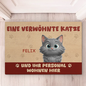 Individuelle Dekomatte Für Zuhause – Personalisierte Geburtstagsgeschenke Für Katzenliebhaber, Katzenmama Und Katzenpapa – Verwöhnte Katzen Und Ihr Hauspersonal Wohnen Hier