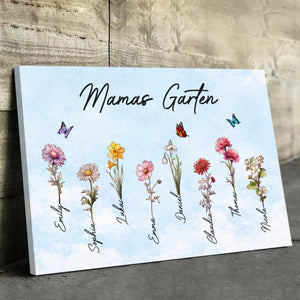 Personalisierte Horizontale Leinwand – Geschenk für Mama, Oma – Liebe wächst am besten in Omas Garten
