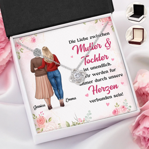 Personalisierte Liebesknoten-Halskette – Geschenk für Mama, Tochter – Die Liebe zwischen Mutter und Tochter