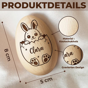 Personalisierter Eier-Shaker aus Holz – Ostergeschenk für Babys – Mein allererstes Ostern