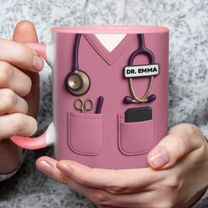 Personalisierte Tasse mit Akzent – Geschenk für Ärztin – Herz eines Heilers