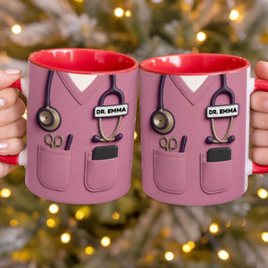 Personalisierte Tasse mit Akzent – Geschenk für Ärztin – Herz eines Heilers