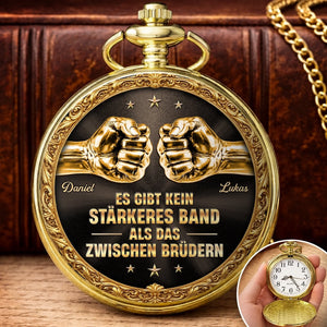 Personalisierte goldene Taschenuhr – Geschenk für Bruder – ein Band, das hält