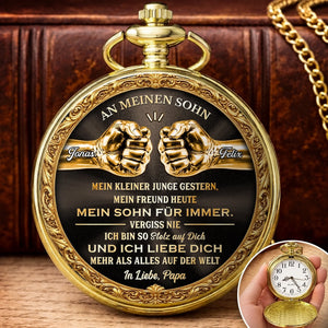 Personalisierte goldene Taschenuhr – Geschenk für Sohn – Du bist mein Stolz