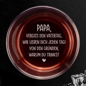Personalisiertes Whiskyglas mit Boden- und Seiten-Gravur – Vatertagsgeschenk für Papa, Opa – Für immer mein Papa Nummer 1
