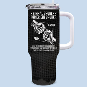 Personalisierter 40 oz Edelstahl-Tumbler mit Griff – Geschenk für Bruder - Einmal Bruder, immer Familie