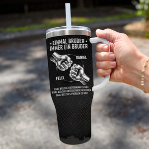 Personalisierter 40 oz Edelstahl-Tumbler mit Griff – Geschenk für Bruder - Einmal Bruder, immer Familie