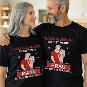 Personalisiertes Unisex-T-Shirt – Geschenk für Paar – Du bist mein Glück