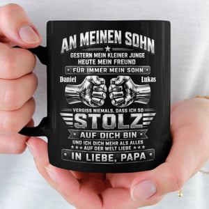 Personalisierte Schwarzer Tasse – Geschenk Für Sohn – Ich Bin So Stolz Auf Dich