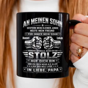 Personalisierte Schwarzer Tasse – Geschenk Für Sohn – Ich Bin So Stolz Auf Dich
