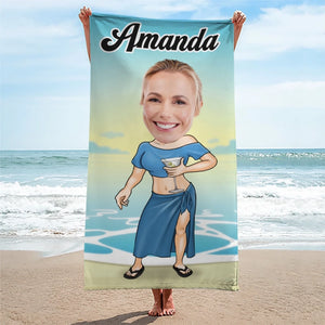 Personalisiertes Strandtuch – Geschenk für Mann & Frau – Leben im Pool