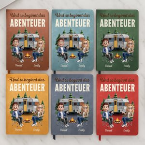 Personalisierte Notizbuch Aus Leder – Geschenk Für Camper & Campingpaare – Und So Beginnt Das Abenteuer
