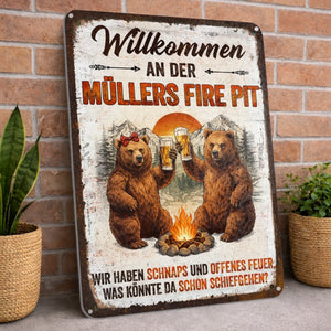 Personalisiertes Metallschild – Geschenk Für Camper & Campingpaare – Der gemütliche Feuerplatz