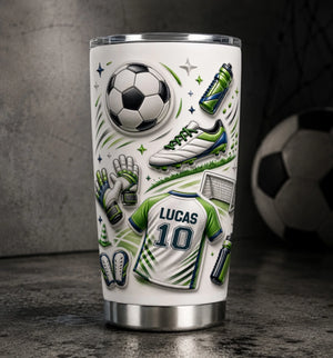 Personalisierter Becher mit 3D-Effekt – Geschenk für Fußballfans, Sportfans – Trainieren wie ein Champion