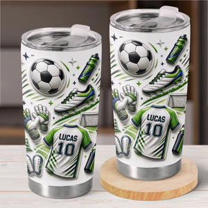 Personalisierter Becher mit 3D-Effekt – Geschenk für Fußballfans, Sportfans – Trainieren wie ein Champion