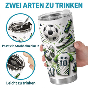 Personalisierter Becher mit 3D-Effekt – Geschenk für Fußballfans, Sportfans – Trainieren wie ein Champion