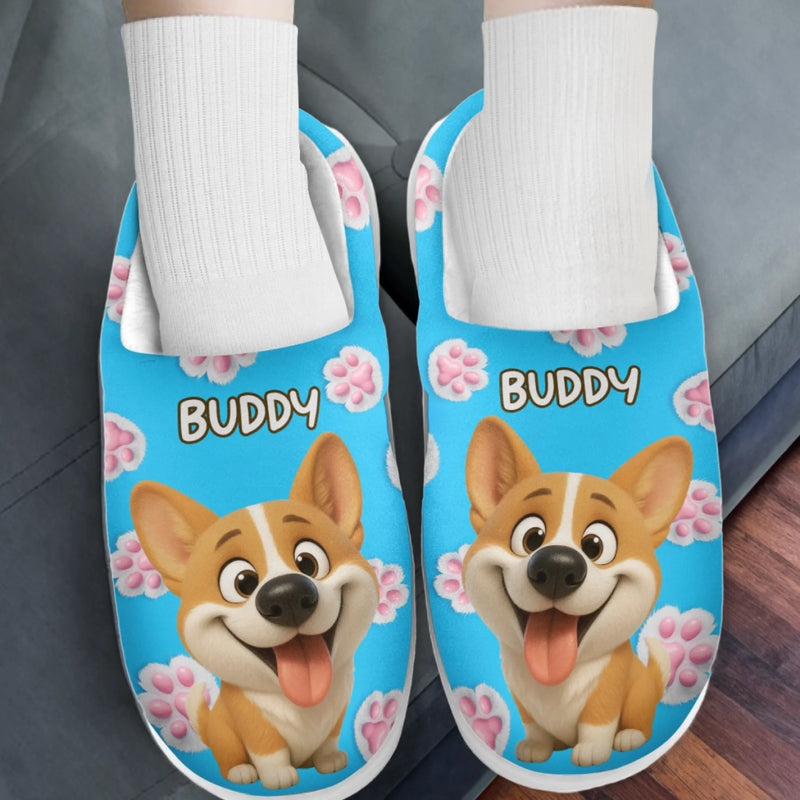 Personalisierte Flauschige Hausschuhe mit Foto – Geburtstagsgeschenk für Hunde- & Katzenliebhaber, Hundemama & Hundepapa, Katzenbesitzer – Glückliche Pfoten, glückliche Füße
