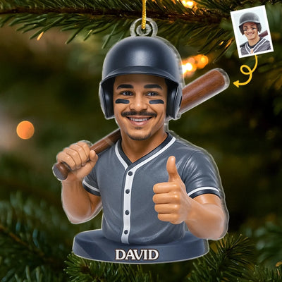 Personalisiertes Acrylornament mit Foto – Weihnachts- oder Geburtstagsgeschenk für Sportliebhaber – Baseball ist Leben