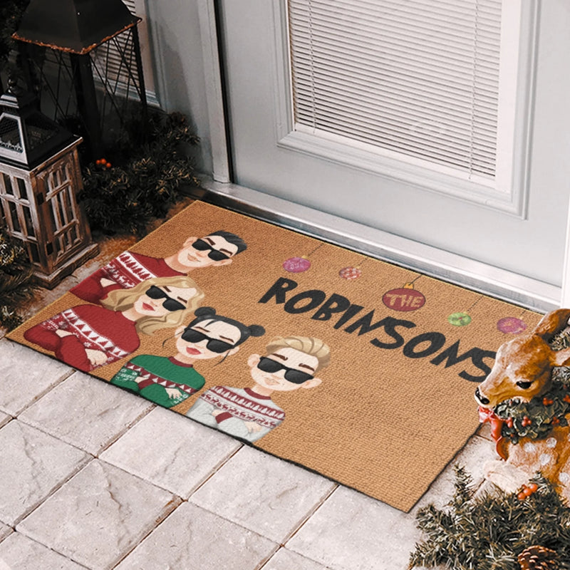 Weihnachten mit meiner Familie macht es besonders – Personalisierte Familien-Fußmatte als individuelle Wohnkultur – Weihnachtsgeschenk für Familienmitglieder