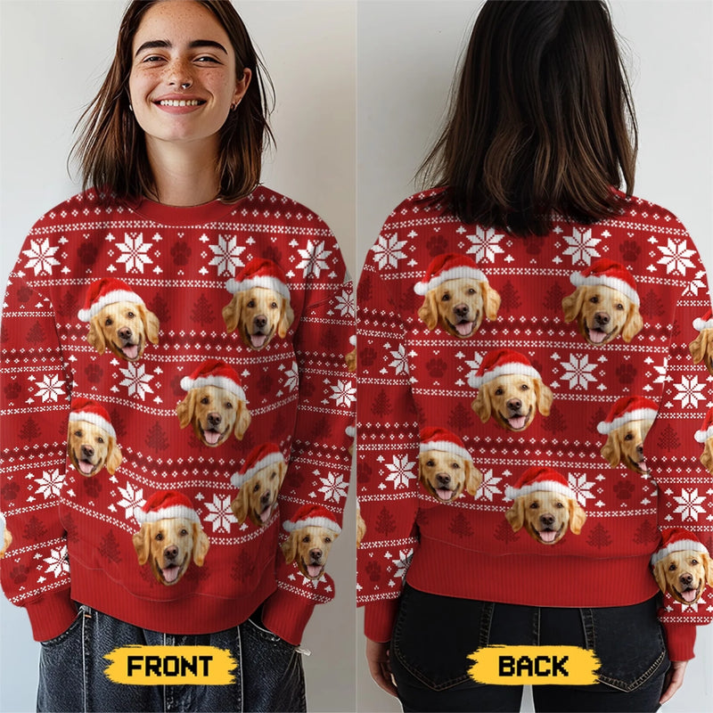 Personalisierter Ugly-Christmas-Sweatshirt mit Foto – „Möge dein Weihnachten pelzig und hell sein“ – Unisex Wollpullover – Weihnachtsgeschenk für Tierbesitzer und Tierliebhaber