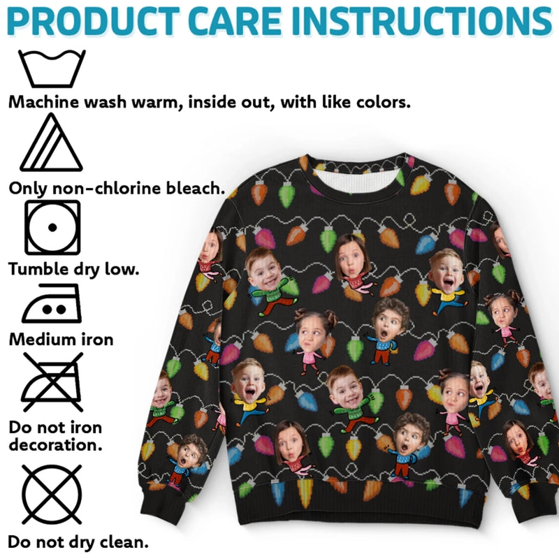 Personalisierter Ugly-Christmas-Sweatshirt mit Foto – „Feiere die Saison mit Lachen und Liebe“ – Familien-Sweatshirt – Unisex Wollpullover – Weihnachtsgeschenk für Familienmitglieder