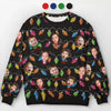 Personalisierter Ugly-Christmas-Sweatshirt mit Foto – „Feiere die Saison mit Lachen und Liebe“ – Familien-Sweatshirt – Unisex Wollpullover – Weihnachtsgeschenk für Familienmitglieder
