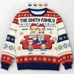 Zuhause ist, wo Familie und Haustiere Freude bringen – Personalisierter Ugly-Christmas-Sweatshirt für Familie – Unisex Wollpullover – Weihnachtsgeschenk für Familienmitglieder, Tierbesitzer und Tierliebhaber