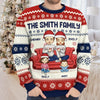 Zuhause ist, wo Familie und Haustiere Freude bringen – Personalisierter Ugly-Christmas-Sweatshirt für Familie – Unisex Wollpullover – Weihnachtsgeschenk für Familienmitglieder, Tierbesitzer und Tierliebhaber