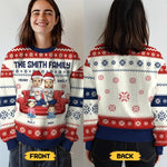 Zuhause ist, wo Familie und Haustiere Freude bringen – Personalisierter Ugly-Christmas-Sweatshirt für Familie – Unisex Wollpullover – Weihnachtsgeschenk für Familienmitglieder, Tierbesitzer und Tierliebhaber
