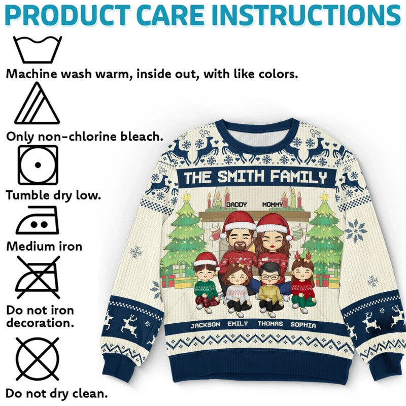 Von Zuhause zu Zuhause – Personalisierter Ugly-Christmas-Sweatshirt für die Familie – Unisex Wollpullover – Weihnachtsgeschenk für Familienmitglieder