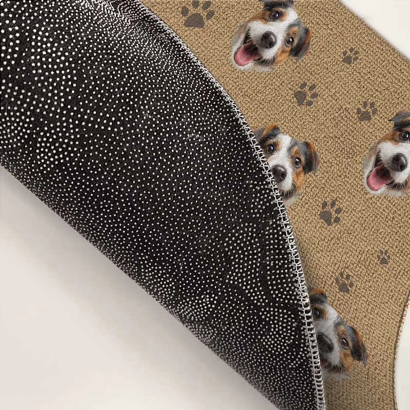 Personalisierte Fußmatte mit Foto – „Kleine Pfoten, große Träume“ – Individuelle Wohnkultur für Hunde- & Katzenliebhaber – Einweihungsgeschenk für Tierbesitzer und Tierfreunde