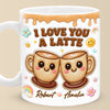 Personalisierte Tasse mit 3D-Reliefeffekt – Individuelles Hochzeits- oder Jubiläumsgeschenk für Ehemann und Ehefrau, für ihn und sie – Aufdruck „I Love You A Latte“