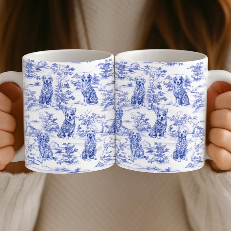 Personalisierte Tasse – Individuelles Geburtstagsgeschenk für Hundeliebhaber, Hundemama und Hundepapa – „Genieße mit Stil, belle im Blau“