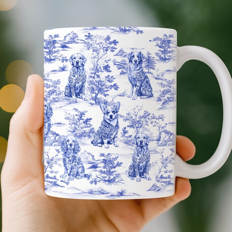 Personalisierte Tasse – Individuelles Geburtstagsgeschenk für Hundeliebhaber, Hundemama und Hundepapa – „Genieße mit Stil, belle im Blau“