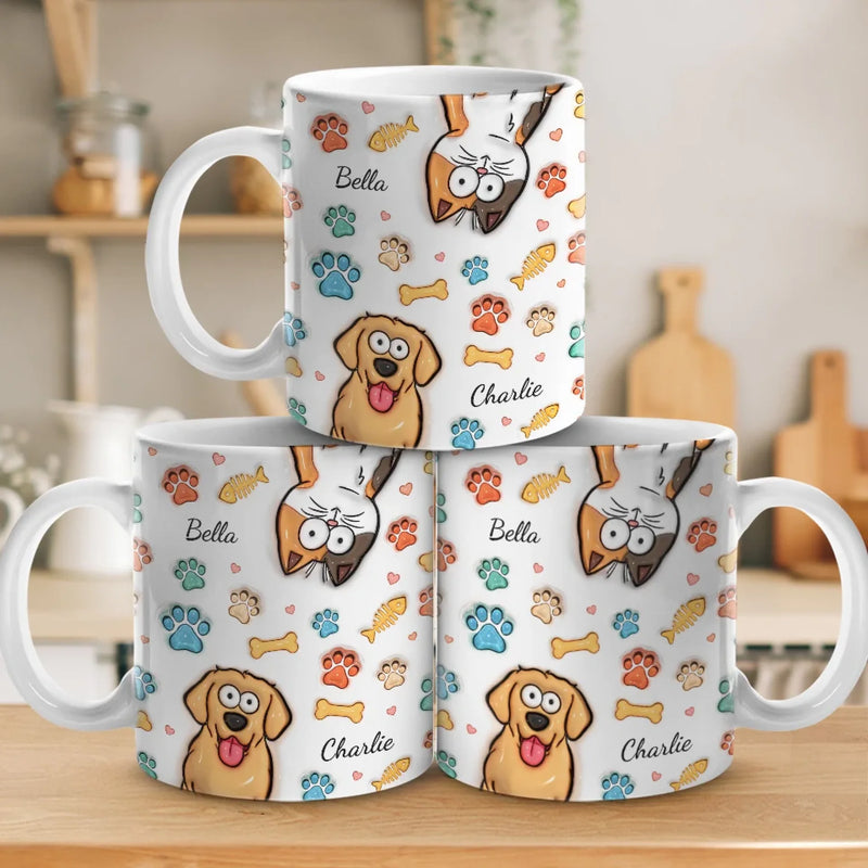 „Die besten Therapeuten haben Fell und vier Pfoten“ – Personalisierte Hunde- & Katzentasse mit 3D-Reliefeffekt – Perfektes Geschenk für Tierbesitzer und Tierliebhaber