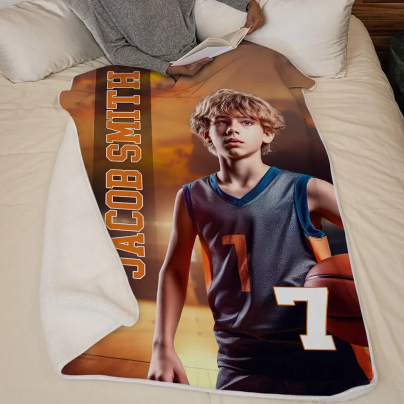 Personalisierte Foto-Decke – „Hustle, Hit, Never Quit“ – Familiendecke – Geschenk für dich selbst, beste Freunde, Geschwister und Familienmitglieder