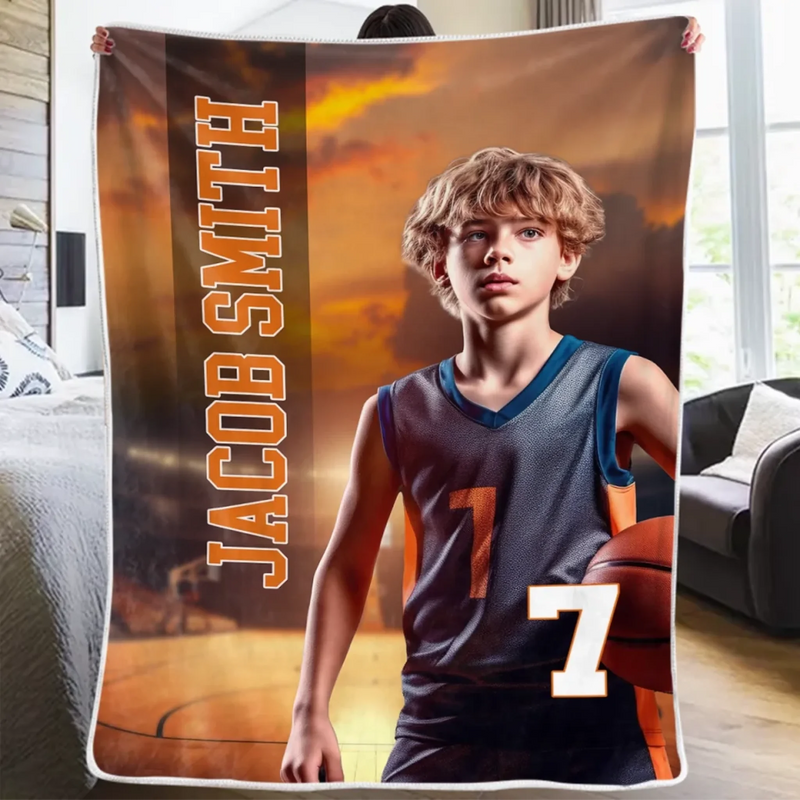 Personalisierte Foto-Decke – „Hustle, Hit, Never Quit“ – Familiendecke – Geschenk für dich selbst, beste Freunde, Geschwister und Familienmitglieder
