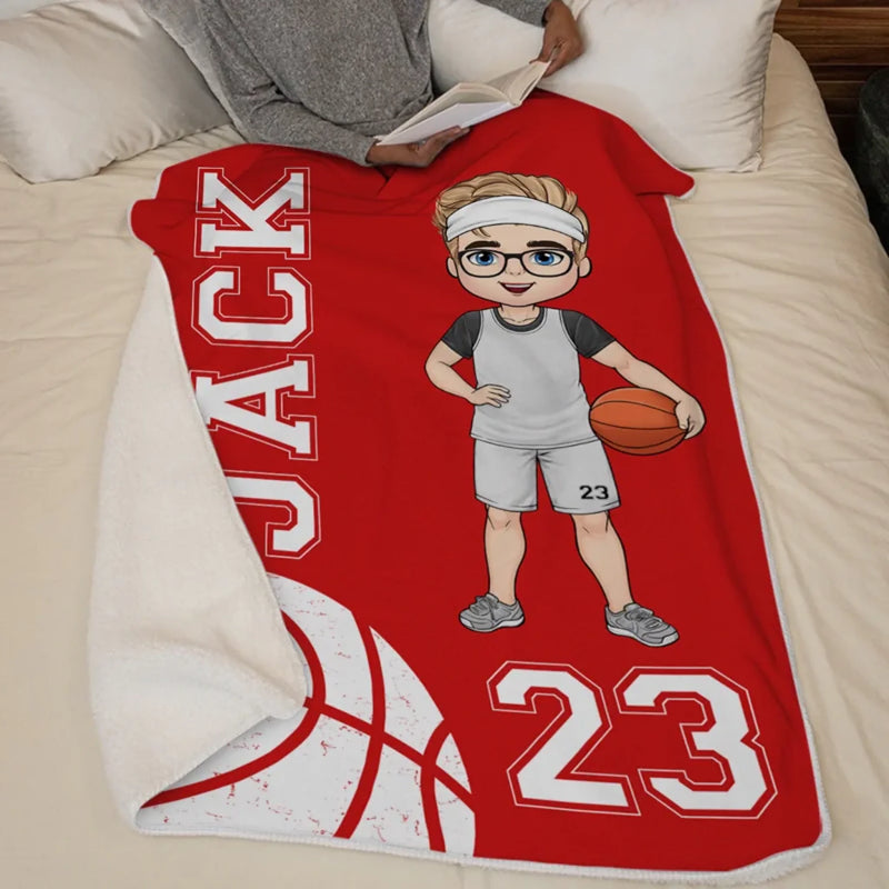 Herz auf dem Spielfeld – Personalisierte Decke – Geschenk für Sportliebhaber und Sportler