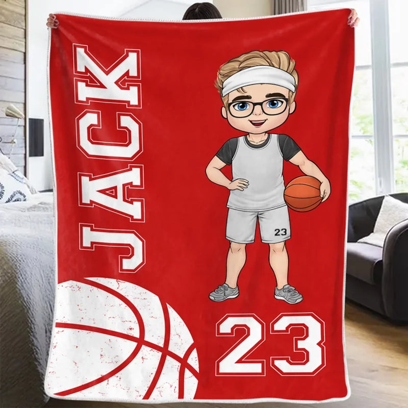 Herz auf dem Spielfeld – Personalisierte Decke – Geschenk für Sportliebhaber und Sportler