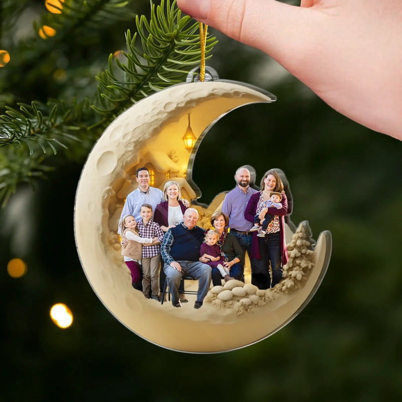 Personalisierter Foto-Acryl-Anhänger – Weihnachts- oder Geburtstagsgeschenk für Mama, Papa und Kinder – „Ich liebe dich bis zum Mond“
