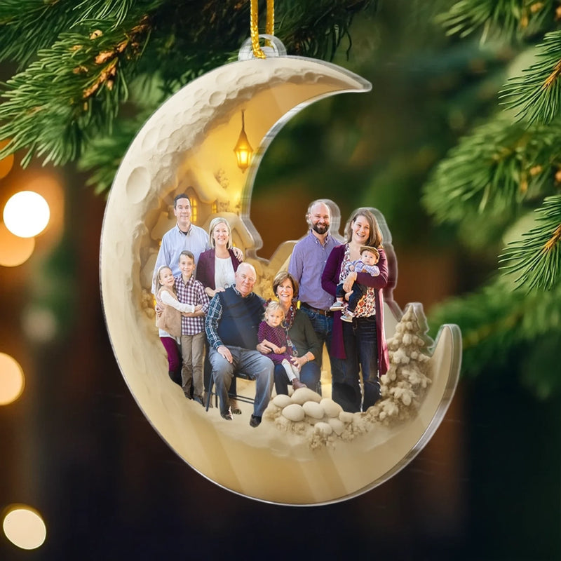 Personalisierter Foto-Acryl-Anhänger – Weihnachts- oder Geburtstagsgeschenk für Mama, Papa und Kinder – „Ich liebe dich bis zum Mond“