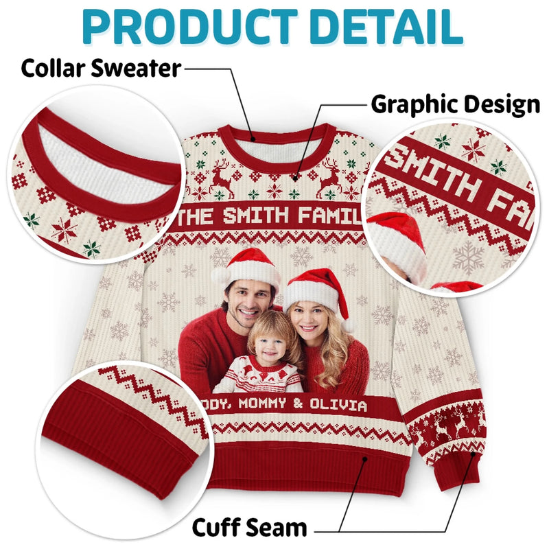 Unisex Ugly-Sweatshirt mit personalisiertem Foto – Weihnachts- oder Geburtstagsgeschenk für Mama, Papa und Kinder – „Die Menschen tragen, die man am meisten liebt“