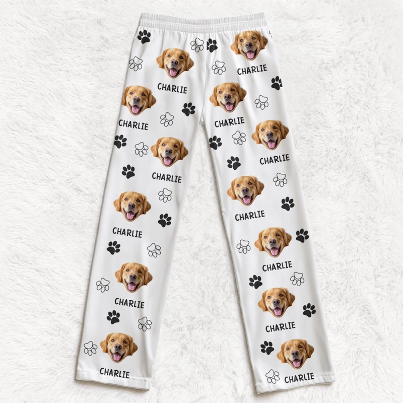 Personalisierte Pyjamahose mit Foto – Weihnachts- oder Geburtstagsgeschenk für Hundeliebhaber, Hundemama, Hundepapa und Katzenbesitzer – « Gemütliche Nächte, Welpen-Vibes »