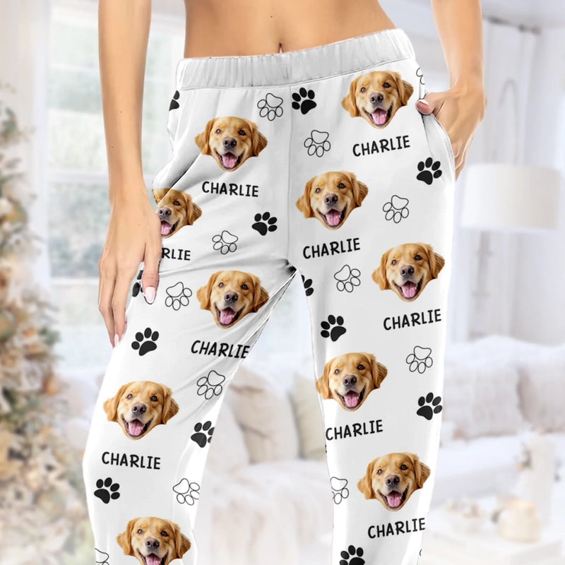 Personalisierte Pyjamahose mit Foto – Weihnachts- oder Geburtstagsgeschenk für Hundeliebhaber, Hundemama, Hundepapa und Katzenbesitzer – « Gemütliche Nächte, Welpen-Vibes »