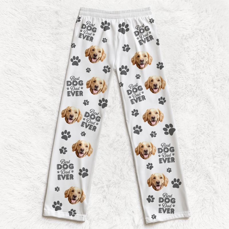 Personalisierte Pyjamahose mit Foto – Weihnachts- oder Geburtstagsgeschenk für Hundeliebhaber, Hundemama, Hundepapa und Katzenbesitzer – « Hundekuscheln ist die beste Therapie »