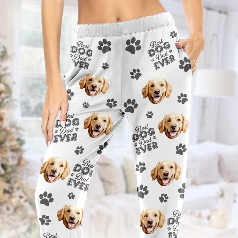 Personalisierte Pyjamahose mit Foto – Weihnachts- oder Geburtstagsgeschenk für Hundeliebhaber, Hundemama, Hundepapa und Katzenbesitzer – « Hundekuscheln ist die beste Therapie »